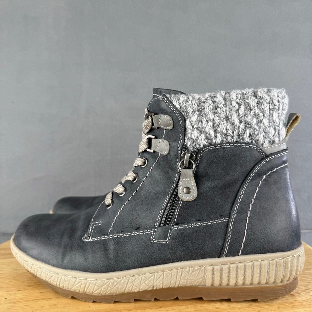 Spring Step Karlene Side Zip Lace-Up Gray Ankle Boots‎ Women’s Size 40/ 10 US